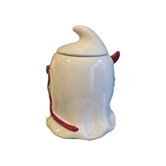 New Halloween Spooky Ceramic Devil Ghost W/ Horns Cookie Jar Decorative - Picture 4 of 5